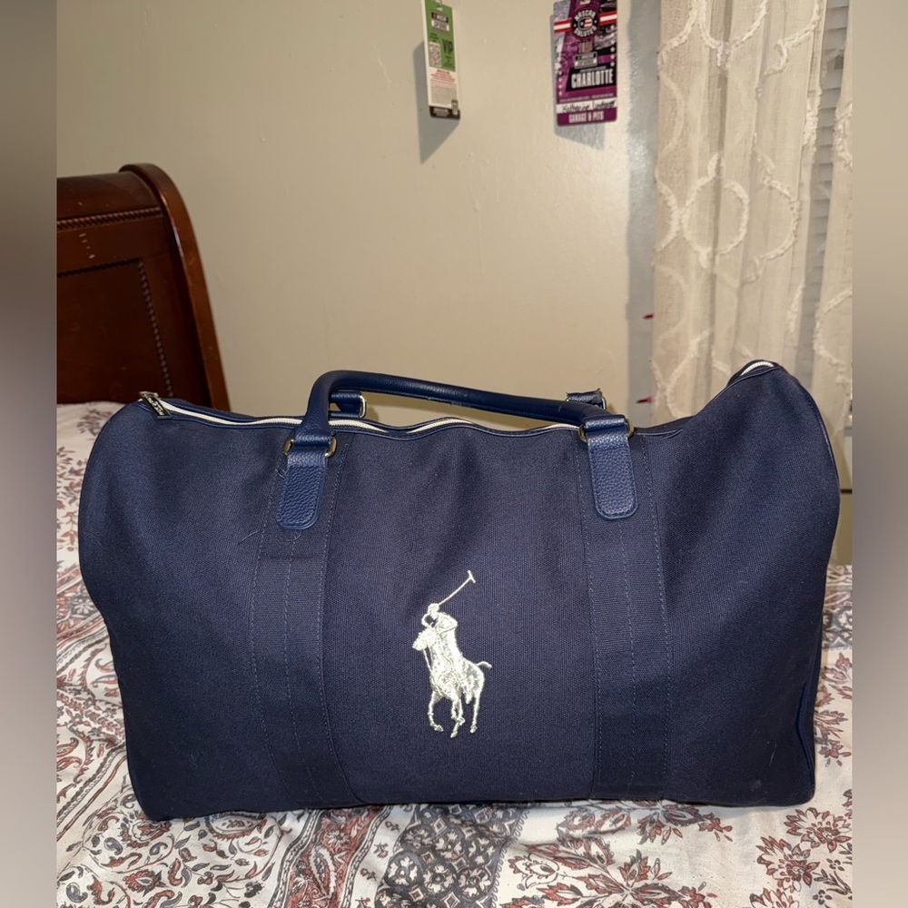 Polo by Ralph Lauren Blue Duffel Bag with Leather Handles
